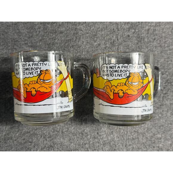 Vintage 1978 Garfield McDonald’s Glass Mug “It’s Not a Pretty Life” Jim Davis-2 - Picture 2 of 7